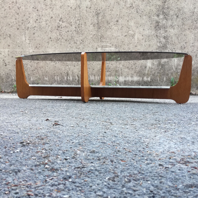 Vintage oval coffee table by Hugues Poignant for D.A.D. 1965