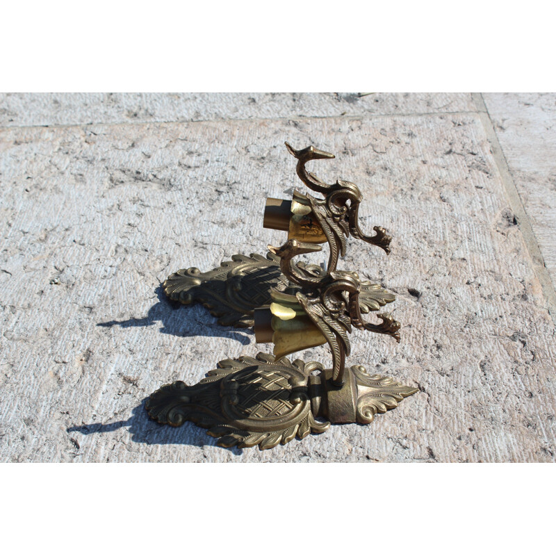 Pair of vintage sconces in bronze 1950