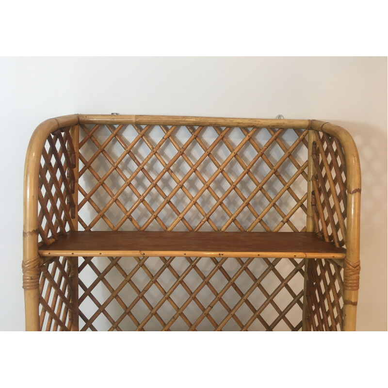 Vintage-Wandregal aus Rattan, 1950