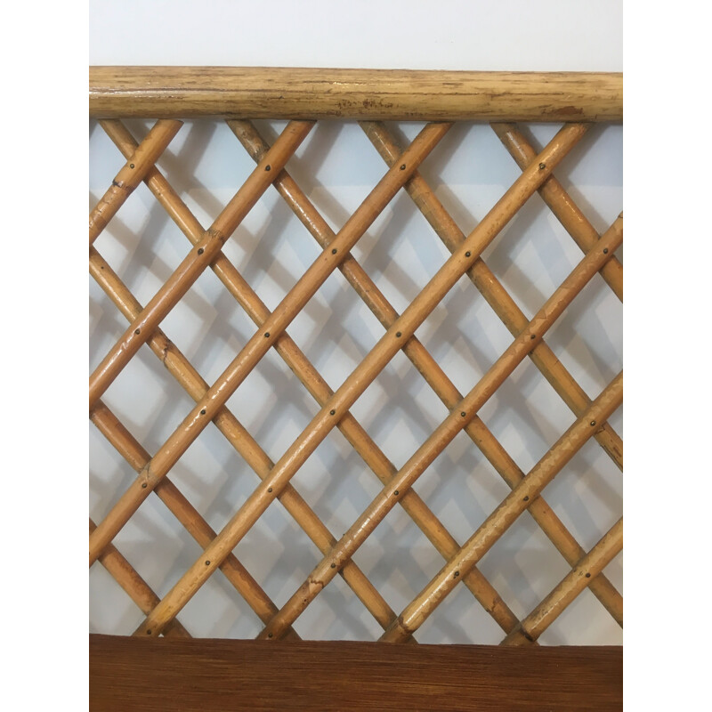 Vintage wall shelf in rattan, 1950