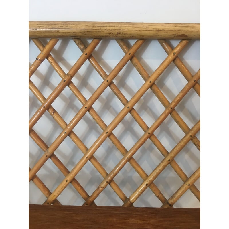 Vintage wall shelf in rattan, 1950