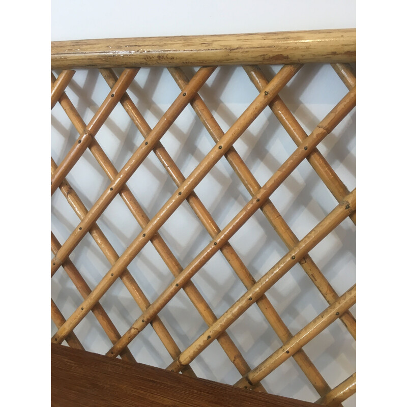 Vintage wall shelf in rattan, 1950