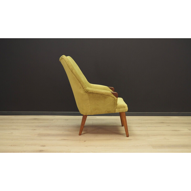 Vintage armchair, fabric in green Danish 1970s