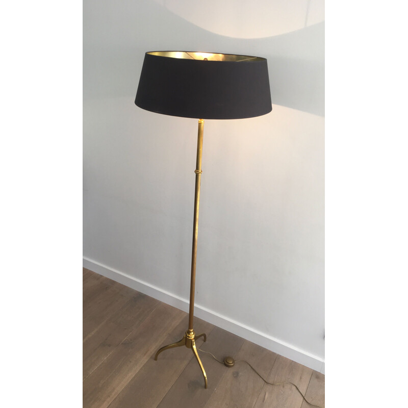 Lampadaire de parquet vintage en laiton, 1960