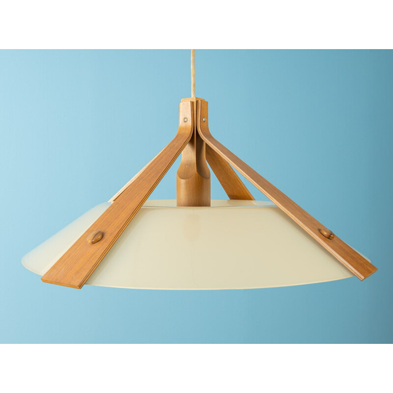 Vintage Ceiling lamp Plastic lampshade on a teak Scandinavian  1960s