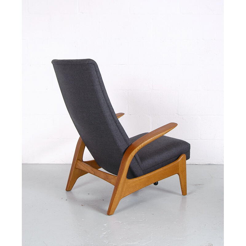 Pair Midcentury Rest Lounge Chairs Oak + Grey Rock 'n' by Rastad & Relling 1960s