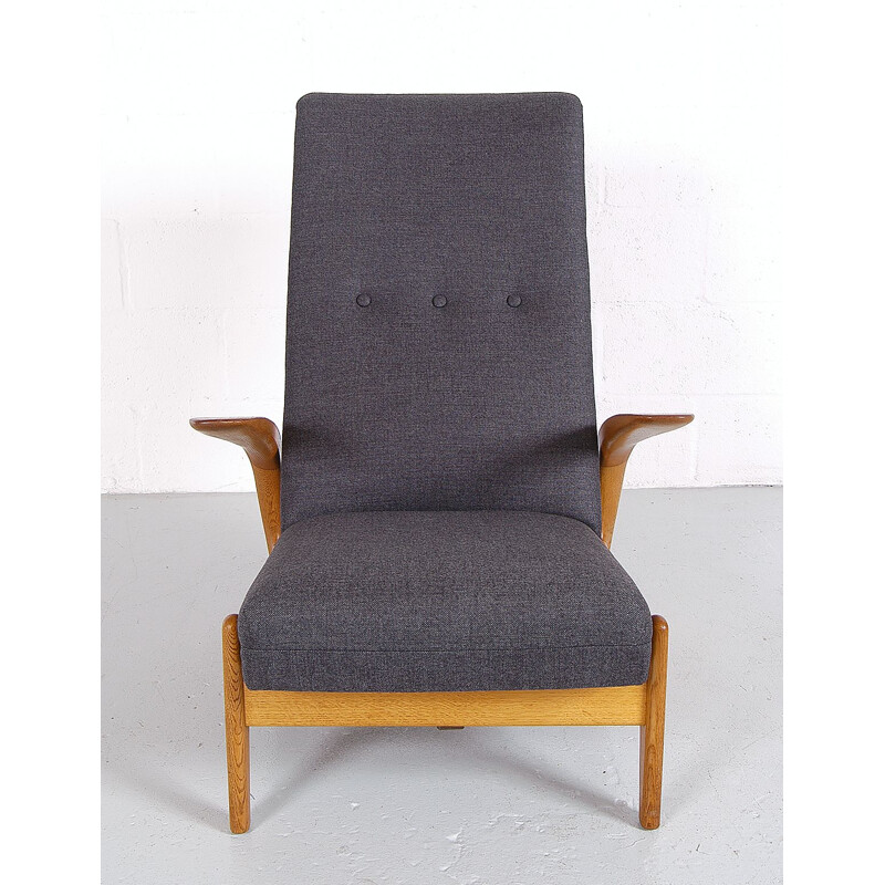 Pair Midcentury Rest Lounge Chairs Oak + Grey Rock 'n' by Rastad & Relling 1960s