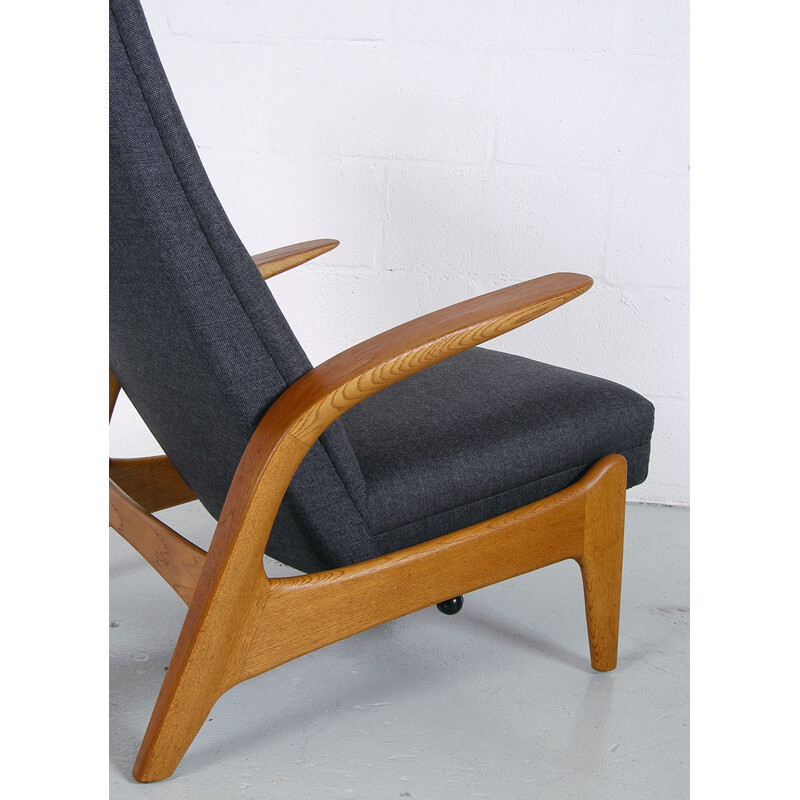 Pair Midcentury Rest Lounge Chairs Oak + Grey Rock 'n' by Rastad & Relling 1960s