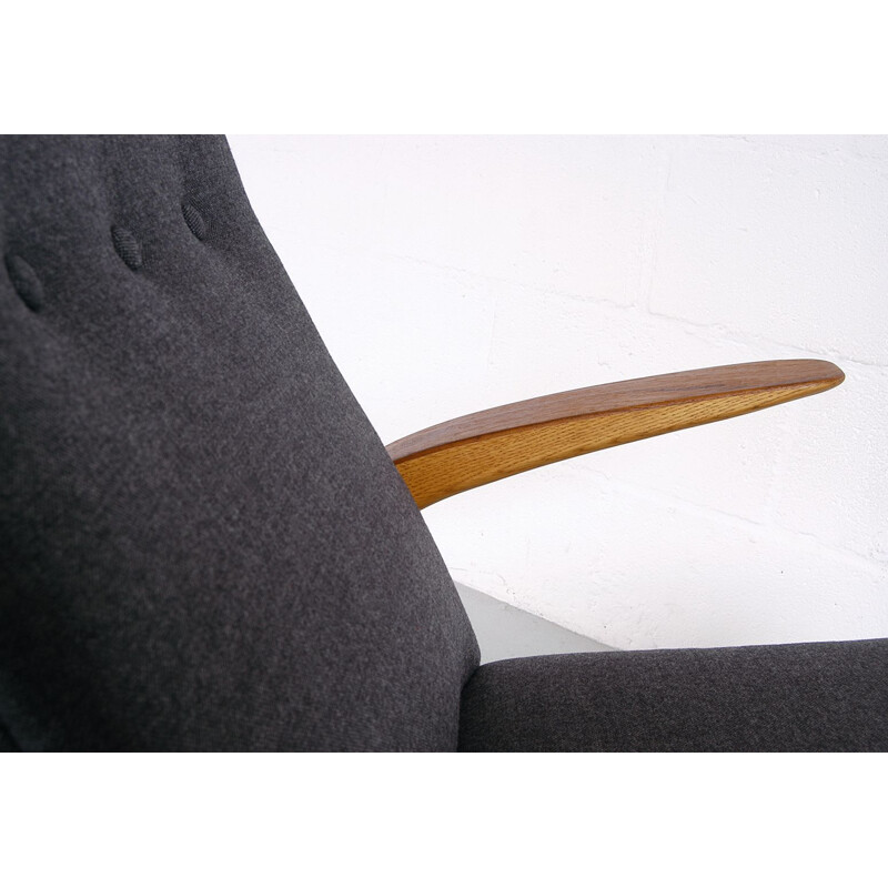 Pair Midcentury Rest Lounge Chairs Oak + Grey Rock 'n' by Rastad & Relling 1960s