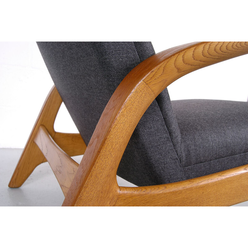 Pair Midcentury Rest Lounge Chairs Oak + Grey Rock 'n' by Rastad & Relling 1960s