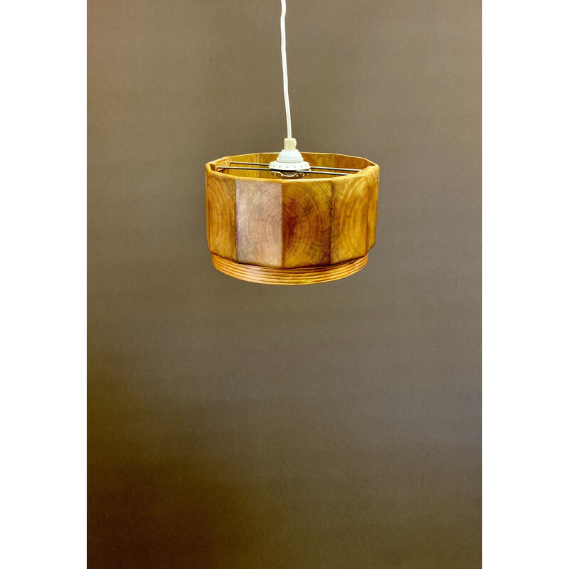 Vintage solid wood suspension lamp Scandinavian 1950