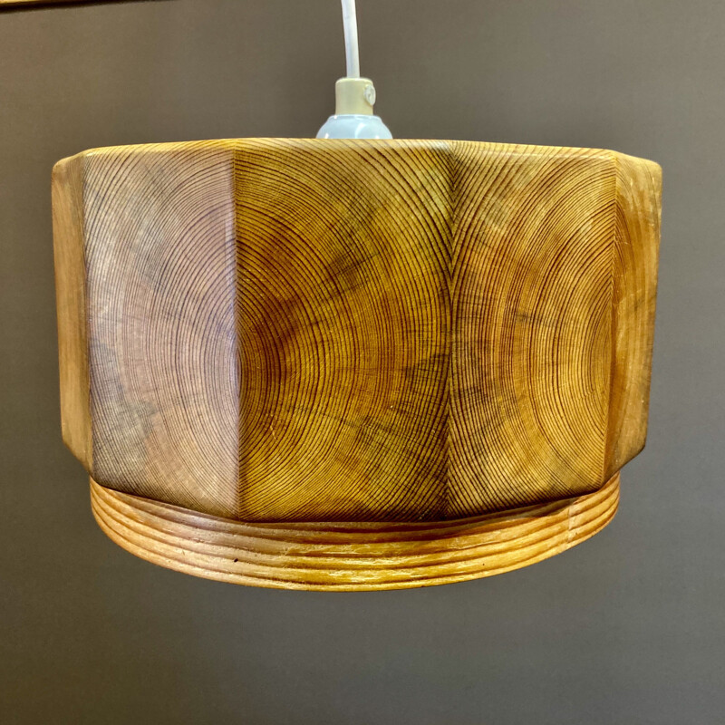 Vintage solid wood suspension lamp Scandinavian 1950