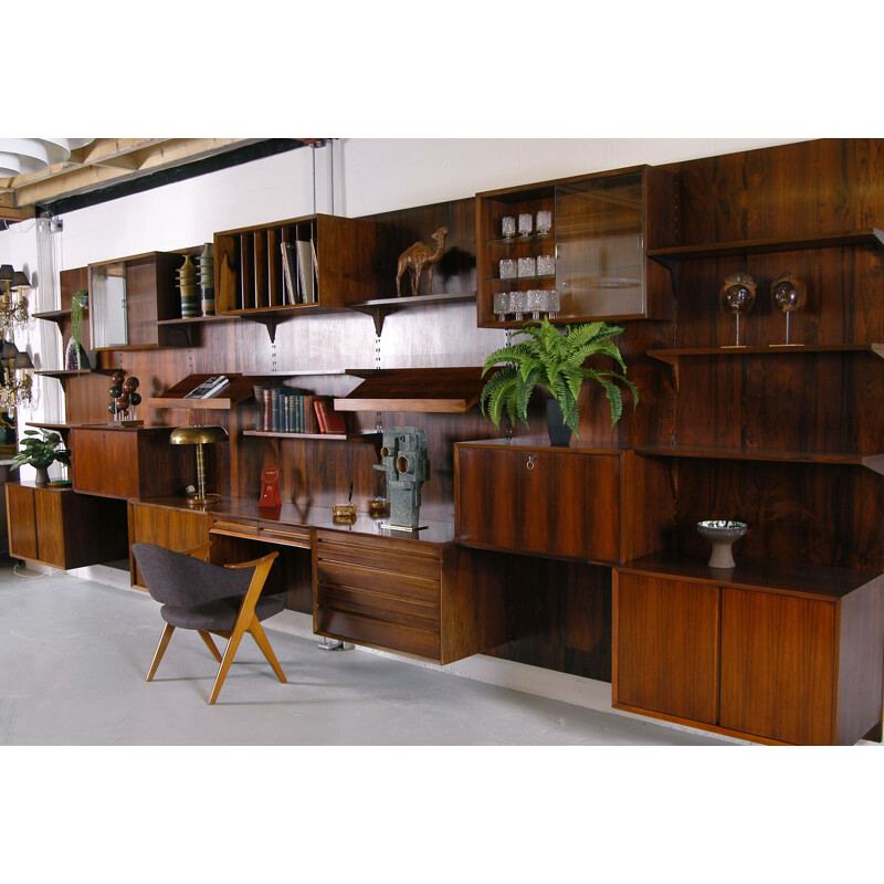 Vintage 'Cado' Wall System by Poul Cadovius Midcentury Office Shelving Rosewood Danish 1960s