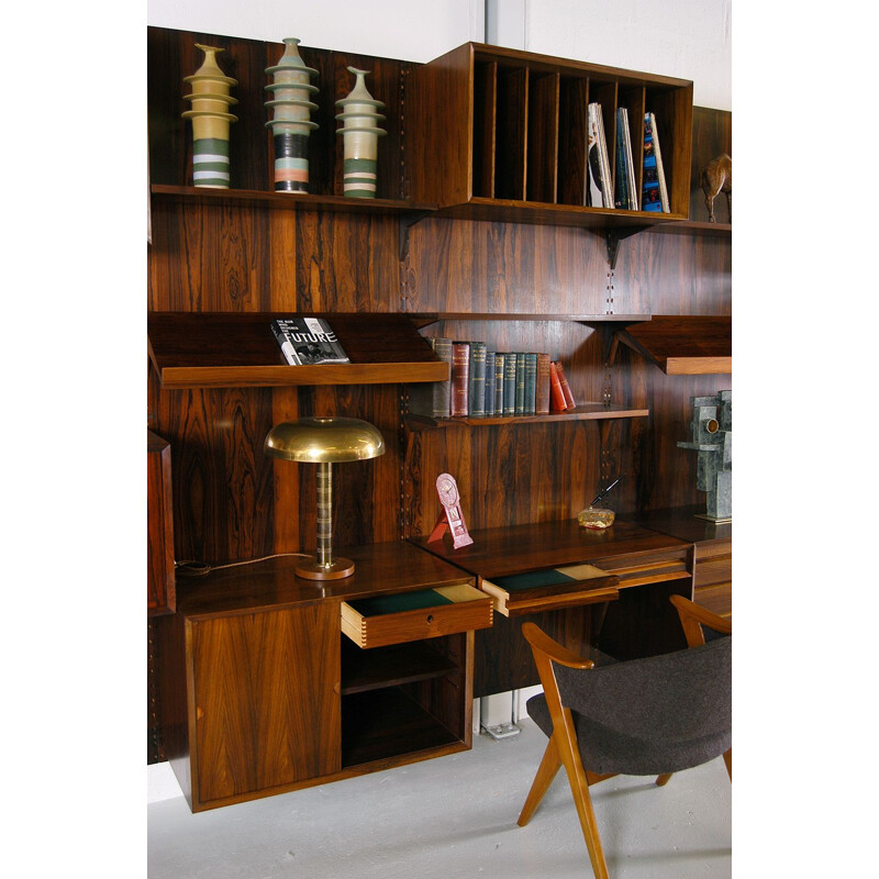 Vintage 'Cado' Wall System by Poul Cadovius Midcentury Office Shelving Rosewood Danish 1960s