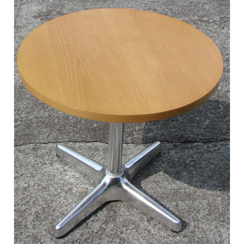 Table basse vintage en aluminium, acier et placage de hêtre, 1990