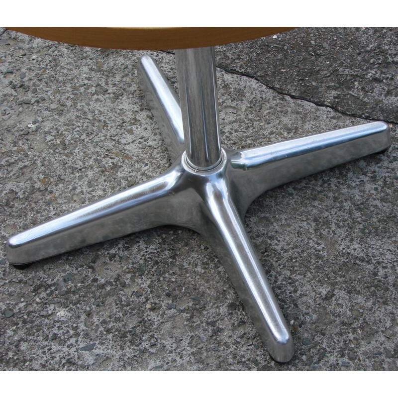 Table basse vintage en aluminium, acier et placage de hêtre, 1990