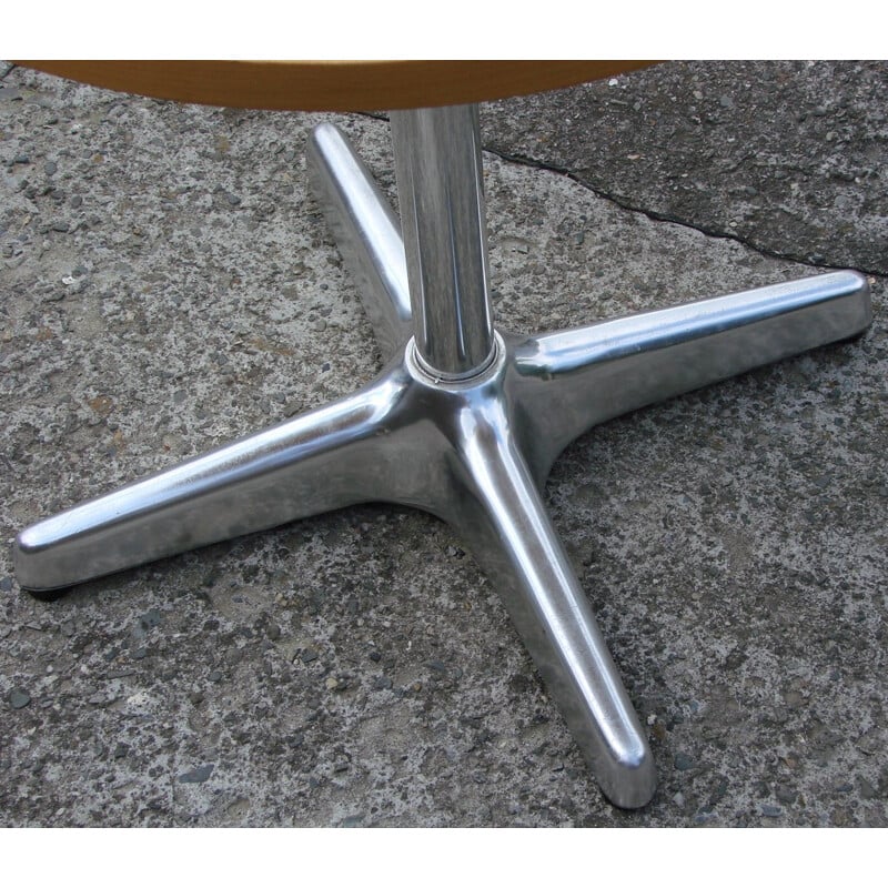 Tavolino vintage in alluminio, acciaio e impiallacciatura di faggio, 1990