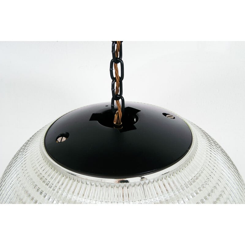 Grande paire de suspension vintage boule de verre parisiens par Holophane Français 