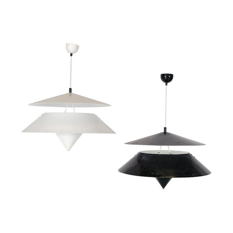 Pair of vintage pendant lamps "Kalaari" by Vico Magistretti for Oluce, Italy 1970