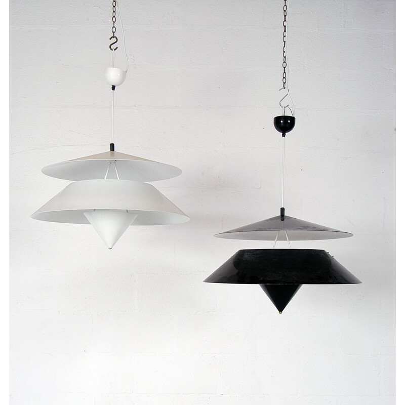 Pair of vintage pendant lamps "Kalaari" by Vico Magistretti for Oluce, Italy 1970