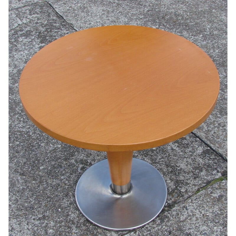 Table basse vintage en hêtre et acier, 1980