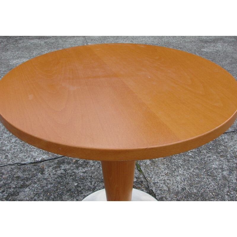 Vintage beech and steel coffee table, 1980