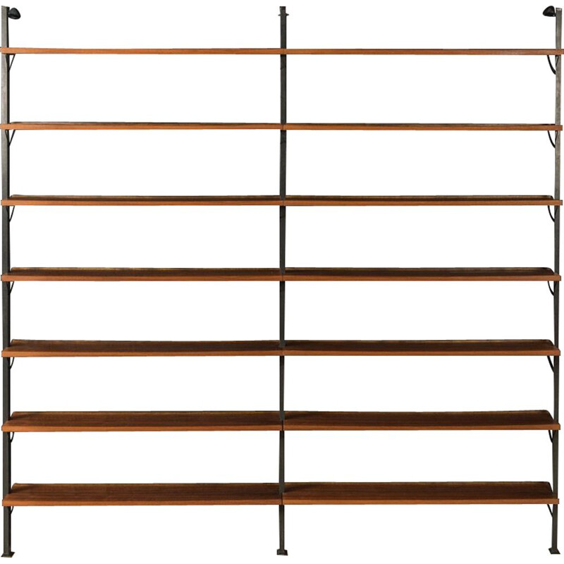 Vintage Modular shelving system in walnut veneer 1960