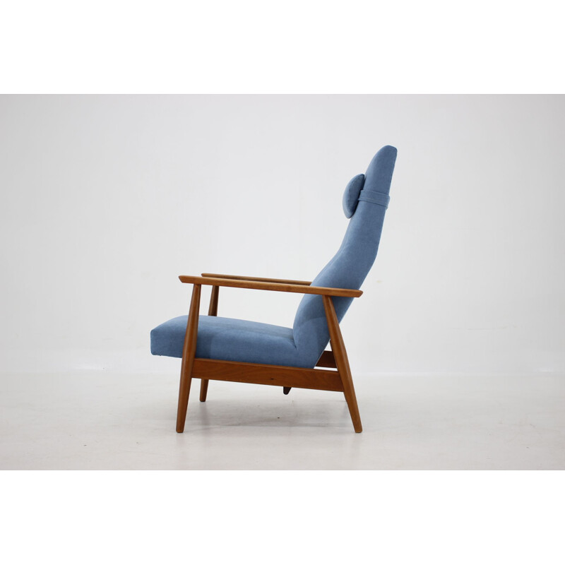 Vintage Beech Reclining Easy Chair Danish 1960s