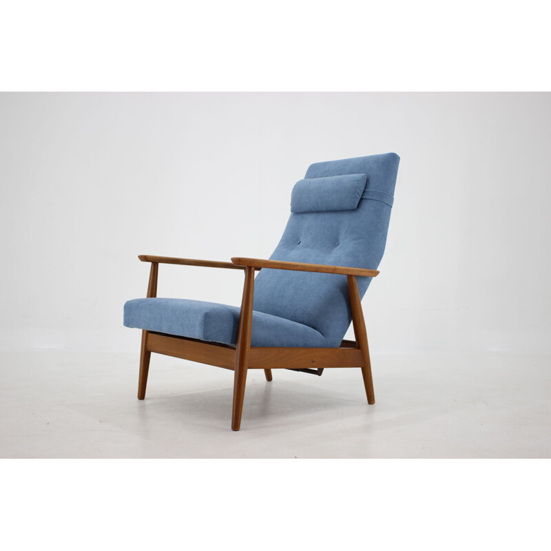 Vintage Beech Reclining Easy Chair Danish 1960s