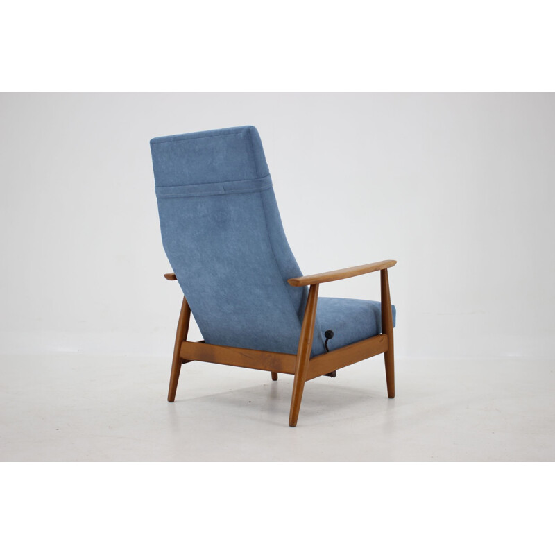 Vintage Beech Reclining Easy Chair Danish 1960s