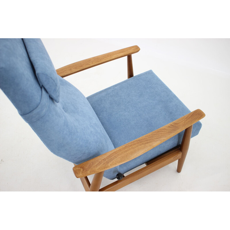 Vintage Beech Reclining Easy Chair Danish 1960s