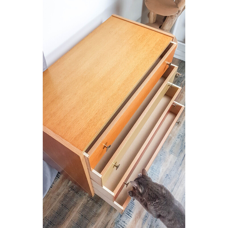 Vintage 4 drawer chest of drawers rose gold and giltwood  Scandinavian 1950s