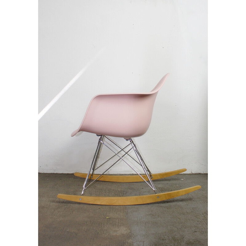 Vintage pink rocker plastic RAR Chair by Charles Eames for Vitra