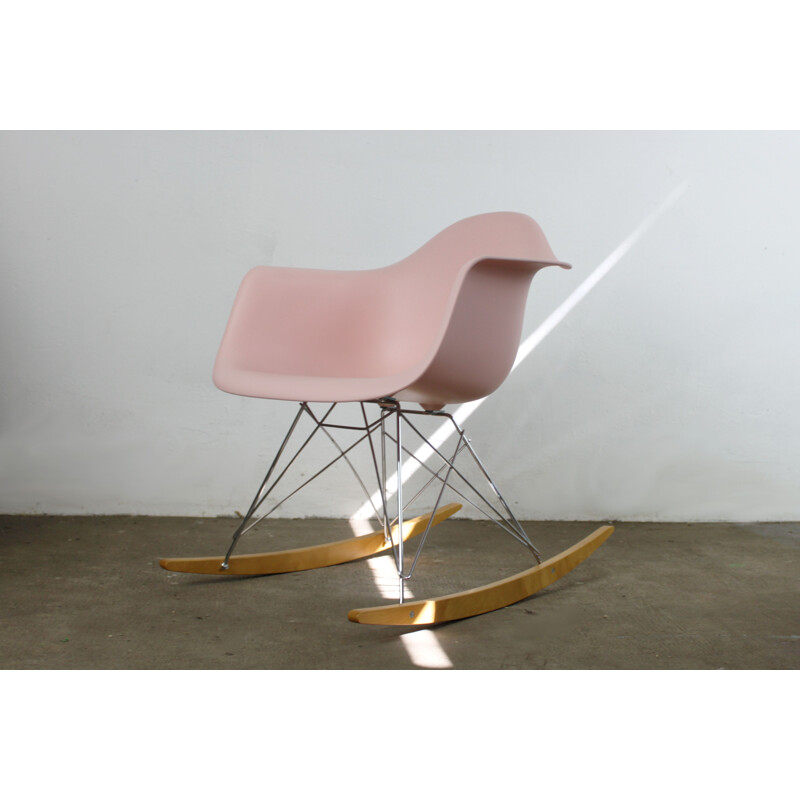 Vintage pink rocker plastic RAR Chair by Charles Eames for Vitra