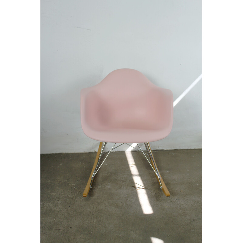 Vintage pink rocker plastic RAR Chair by Charles Eames for Vitra