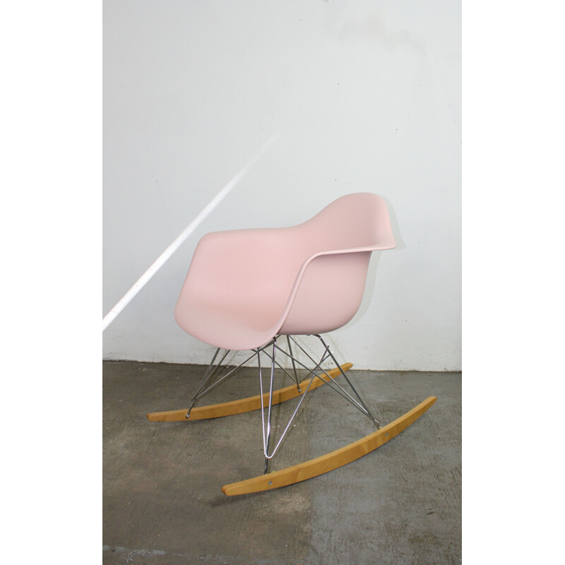 Vintage pink rocker plastic RAR Chair by Charles Eames for Vitra