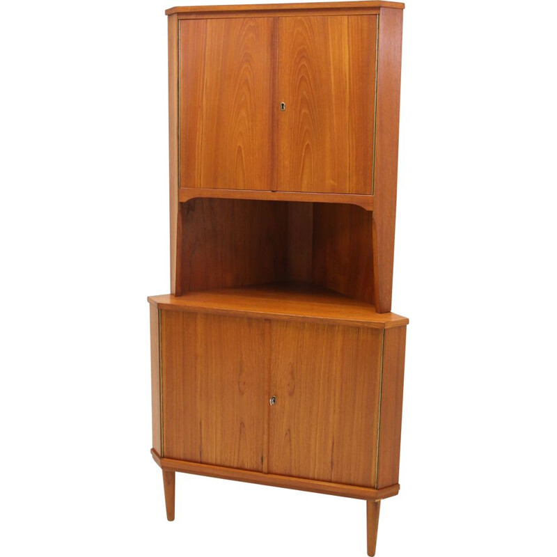 Vintage Teak wooden corner cupboard Danish