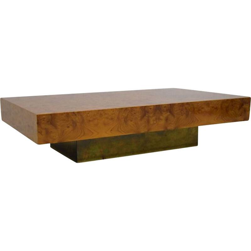 Vintage elm burl coffee table Roche Bobois 1970