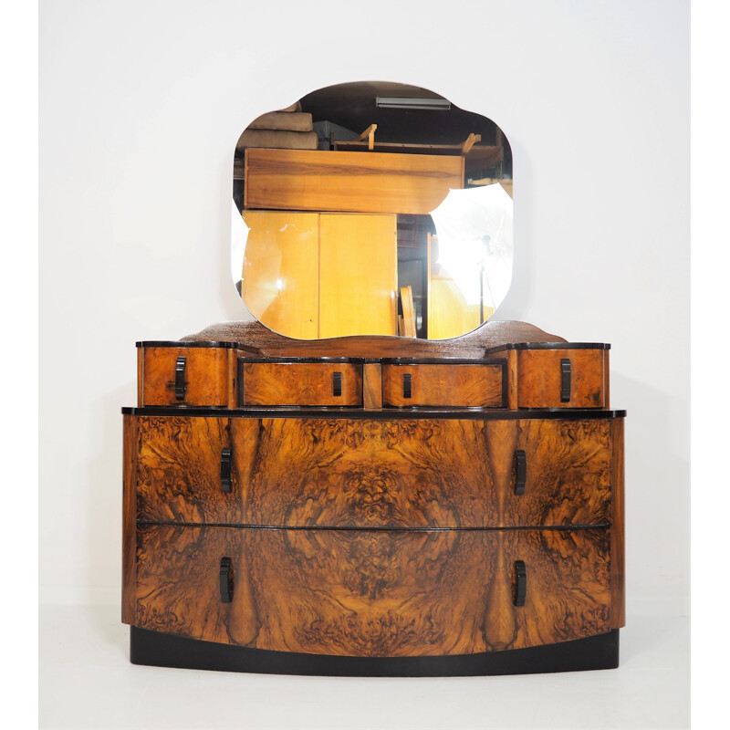 Vintage Dressing Table with Mirror by Jindřich Halabala, 1950s