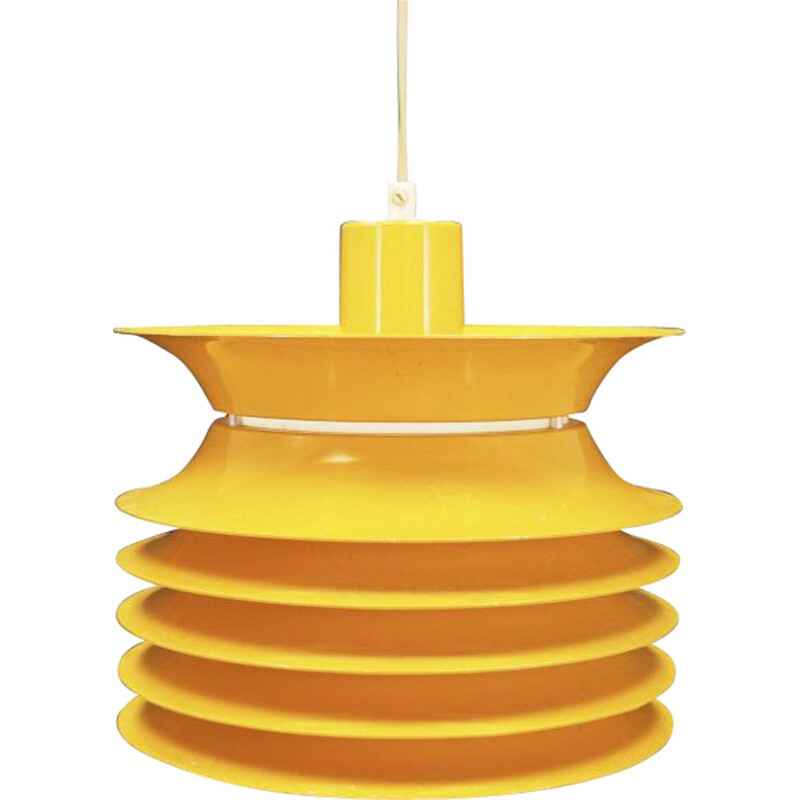 Vintage pendant lamp in yellow plastic scandinavian 1970