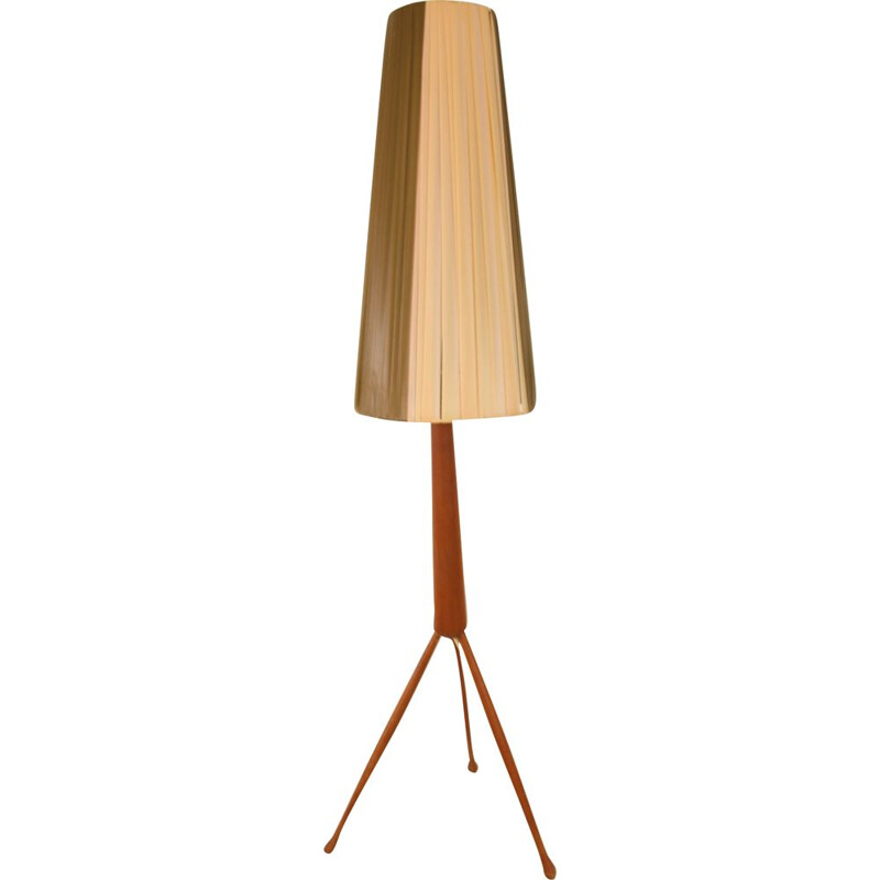 Lampe de table vintage tripode en bois de teck danois