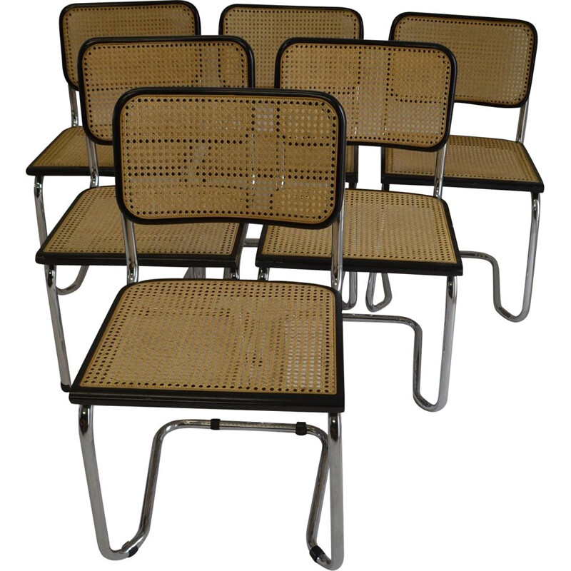 Ensemble de 6 chaises vintage Cesca B32 de Marcel Breuer 1970
