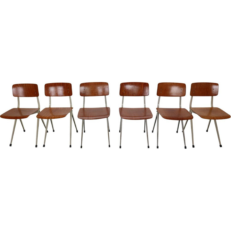 Set of 6 vintage S201 Industrial Chairs Ynske Kooistra for Marko Holland 1950s 