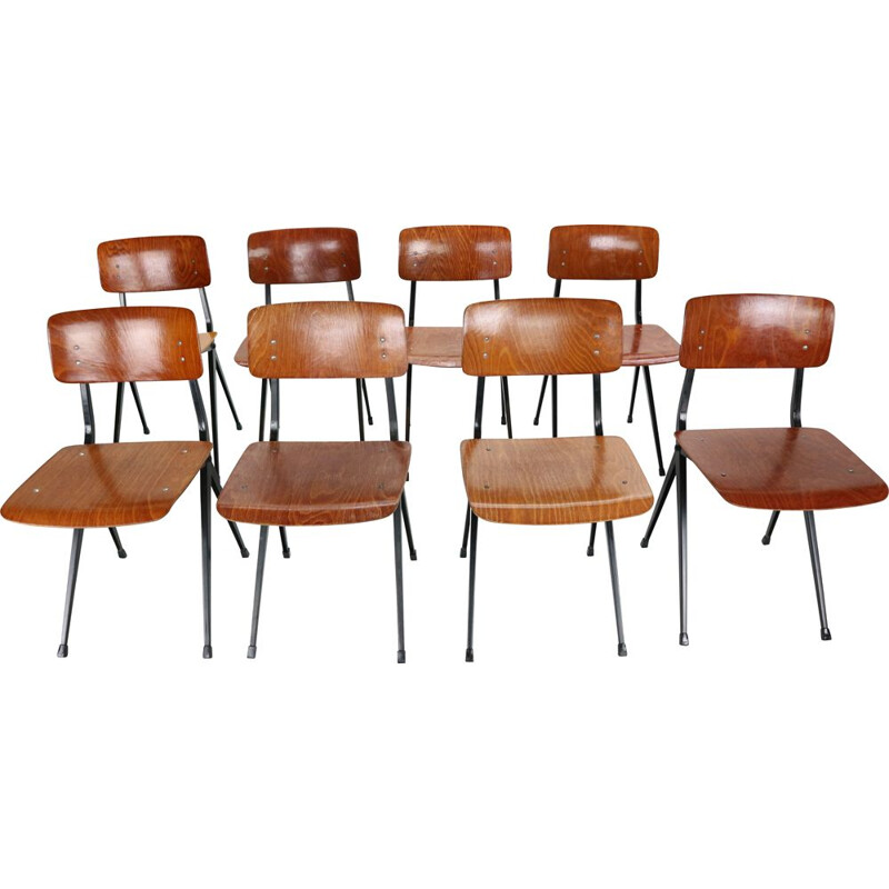 Set of 8 vintage S201 Industrial Chairs, Ynske Kooistra for Marko Holland 1950s