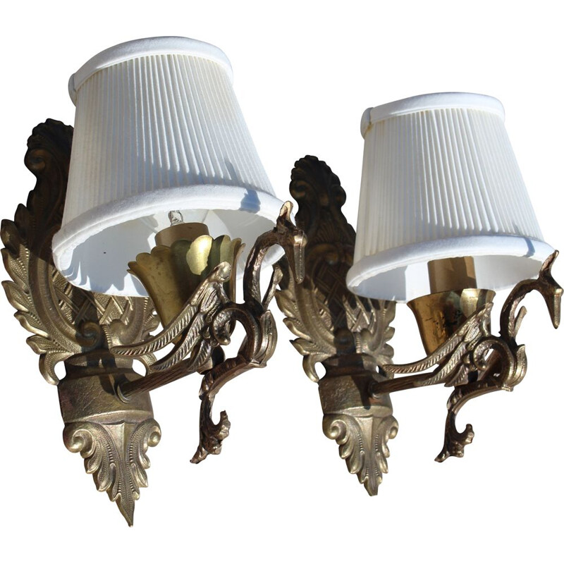 Pair wall lamp of vintage in bronze 1950