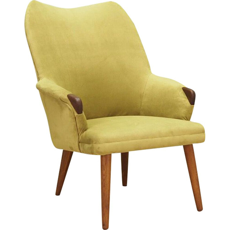 Vintage armchair, fabric in green Danish 1970s