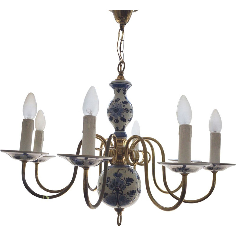 Vintage Chandellier with Ceramic, Germany, 1960s