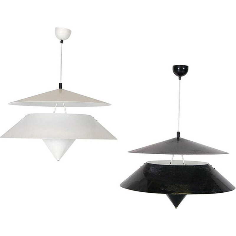 Pair of vintage pendant lamps "Kalaari" by Vico Magistretti for Oluce, Italy 1970