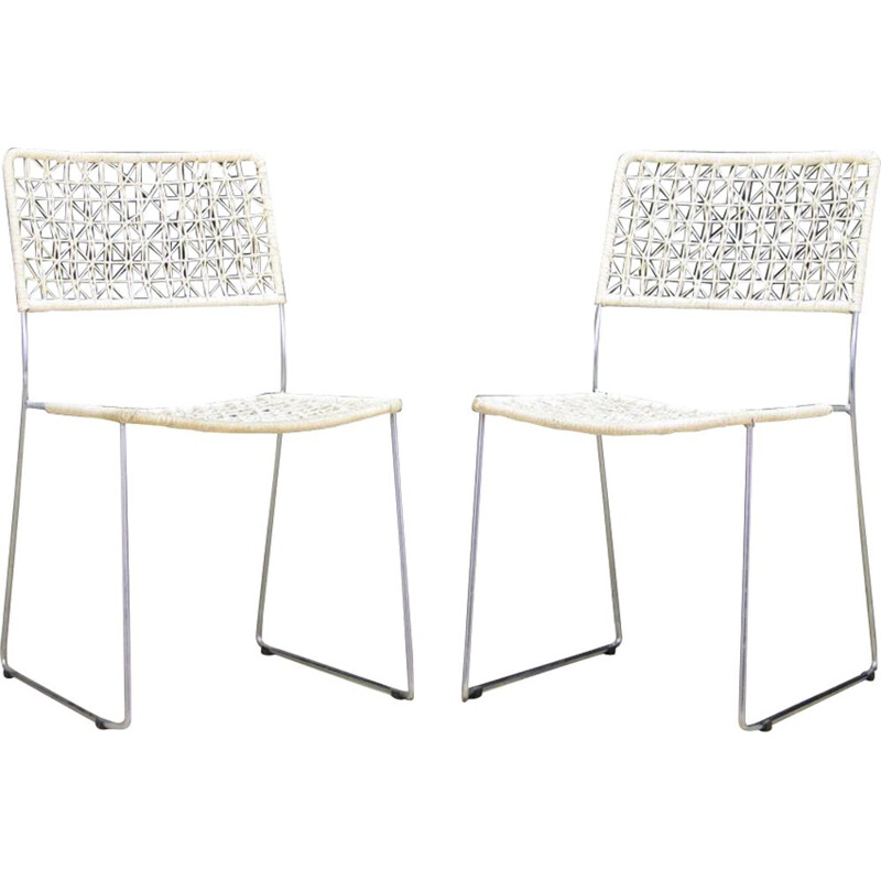Pair of vintage dining chairs in aluminum scandinavian 1970
