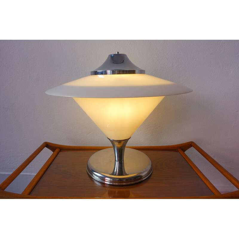 Lampe de table Vintage, avec 2 grandes lunettes de Murano Mazzega 1970